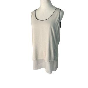 Melanie Lyne M Medium Cream Sleeveless Layered Tank Top Shirt Blouse